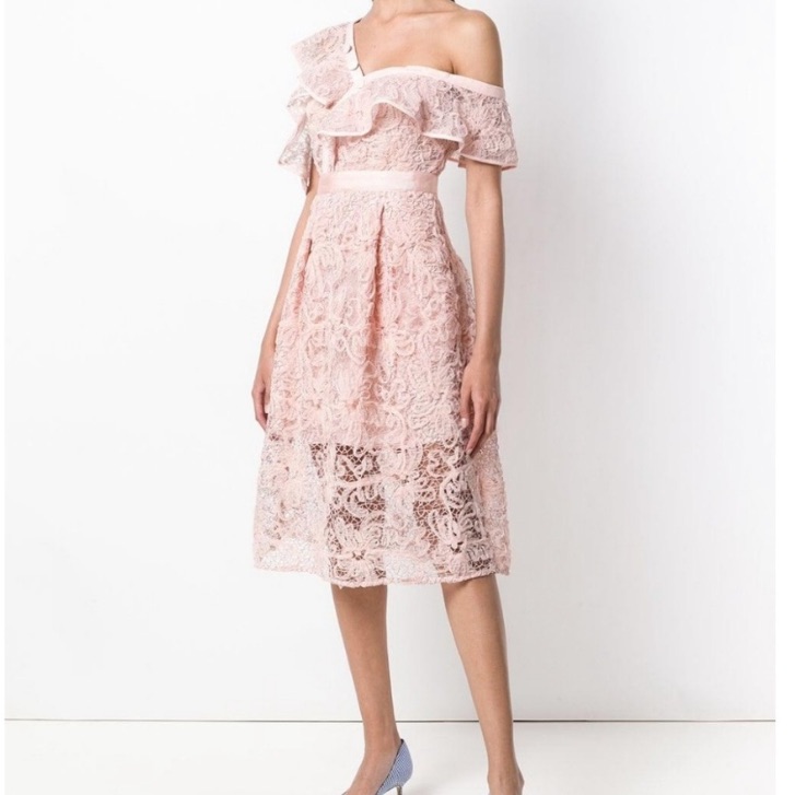 Nwt Self Portrait Off Shoulder Mesh Dress Us8